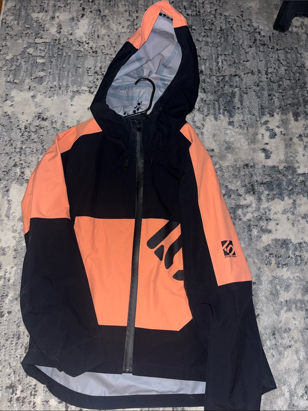 adidas Black and Coral Hooded Colorblock Jacket
